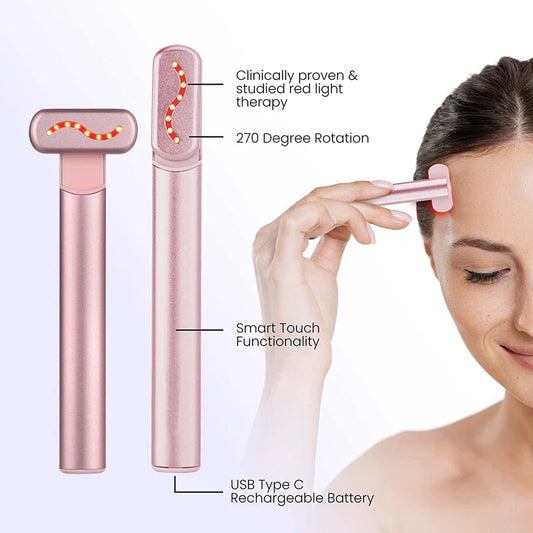 EMS Microcurrent Face Lifting Device — Red Light Facial Wand & Eye-Neck Massager